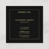 Moderner Goldtext Eleganter Schwarzer Beruflich Quadratische Visitenkarte (Rückseite)