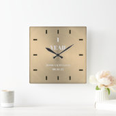Moderner GoldWedelplatz zum Jubiläum Quadratische Wanduhr (Zuhause)