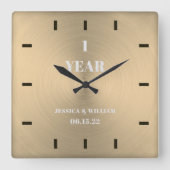 Moderner GoldWedelplatz zum Jubiläum Quadratische Wanduhr (Vorderseite)