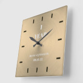 Moderner GoldWedelplatz zum Jubiläum Quadratische Wanduhr (Winkel)