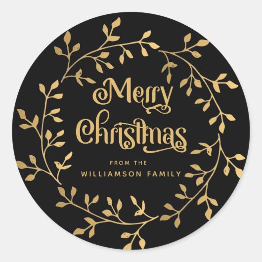 Moderner Goldweihgabend Schwarzer Umschlag Aufkleb Runder Aufkleber (Vorderseite)