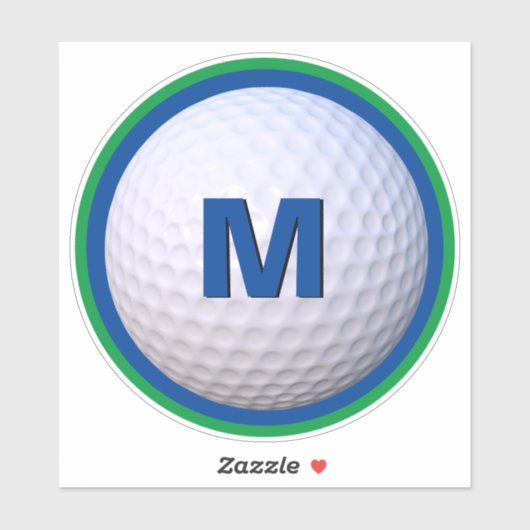 Moderner Golf Ball personalisieren Monogram Letter Aufkleber (Blatt)