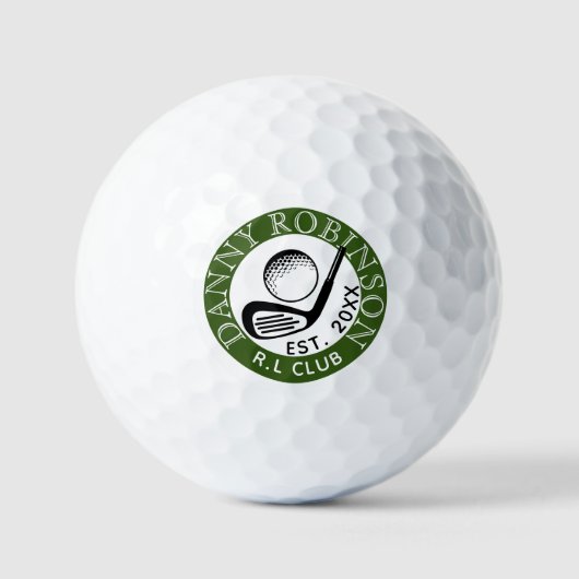 Moderner Golf Club Name Etabliertes Jahr Golf Ball (Vorderseite)