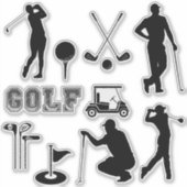 Moderner Golf in Schwarz Aufkleber (Vorderseite)