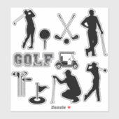 Moderner Golf in Schwarz Aufkleber (Blatt)