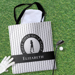 Moderner Golfer Monogramm Grau Schwarze Sportarten Tasche