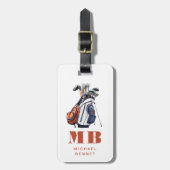 Moderner Golfer Sport Monogramm Gepäckanhänger (Vorderseite vertikal)