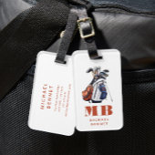 Moderner Golfer Sport Monogramm Gepäckanhänger