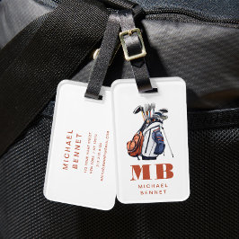 Moderner Golfer Sport Monogramm Gepäckanhänger