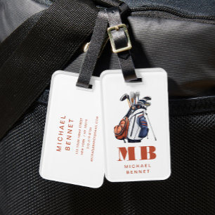 Moderner Golfer Sport Monogramm Gepäckanhänger