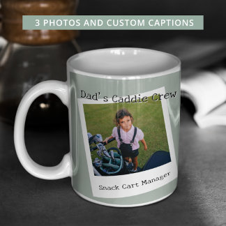 Moderner Golfer-Vater 3 Foto-Collage mit benutzerd Kaffeetasse