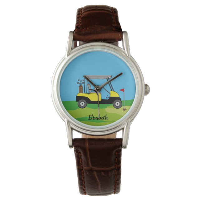 Moderner Golfplatz & Green Course Personalisiert Armbanduhr (Vorderseite)