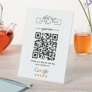 Moderner Google-Rezensionen Business-Link-QR-Code Sockelschild