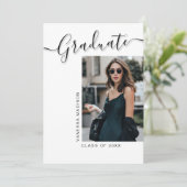 Moderner Grad | 1 Foto Elegantes Skript Ankündigung (Stehend Vorderseite)