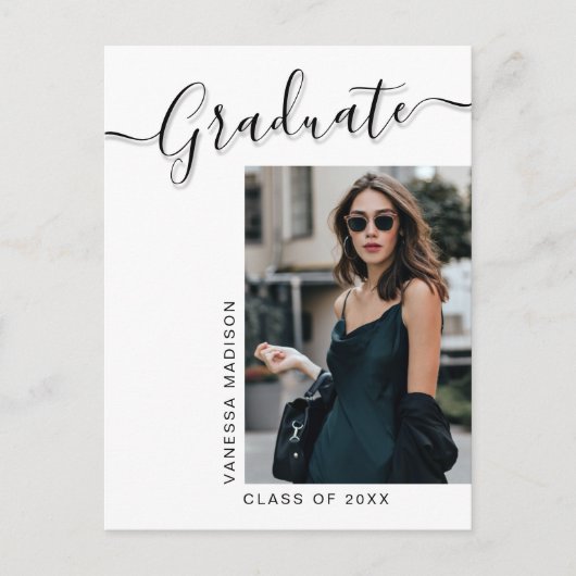Moderner Grad | 1 Foto Elegantes Skript Postkarte (Vorderseite)