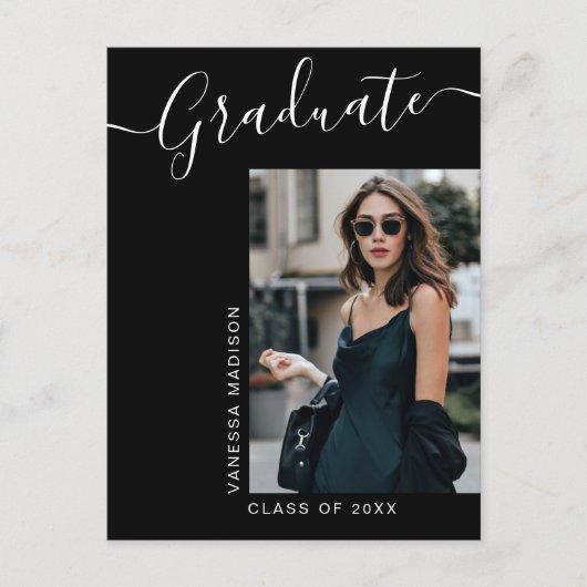 Moderner Grad | 1 Foto Elegantes Skript Postkarte (Vorderseite)
