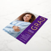 Moderner Grad 2025 Foto Abschluss Lila Gold Real Folieneinladung (Gedreht)