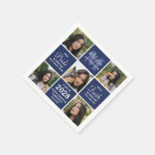 Moderner Grad 5 Foto Collage Navy Blue Abschluss Serviette (Ecke)