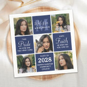 Moderner Grad 5 Foto Collage Navy Blue Abschluss Serviette