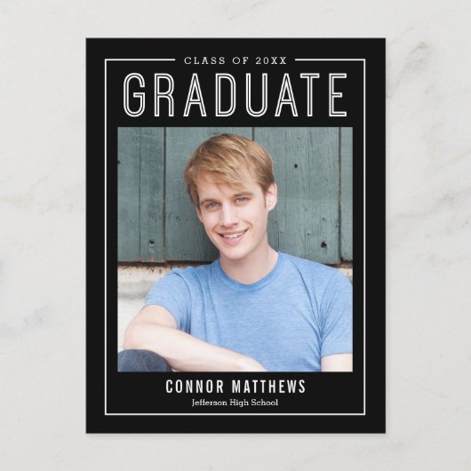 Moderner Grad bearbeitbarer Abschluss Postkarte (Vorderseite)