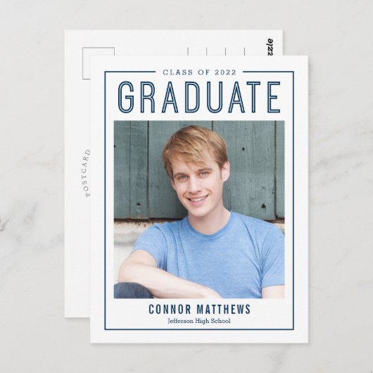 Moderner Grad bearbeitbarer Abschluss Postkarte (Vorne/Hinten)