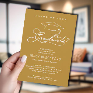 Moderner Grad-Cap-Gold-Abschluss Ankündigung