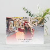 Moderner Grad Foto Abschluss 2025 Dankeskarte (Stehend Vorderseite)