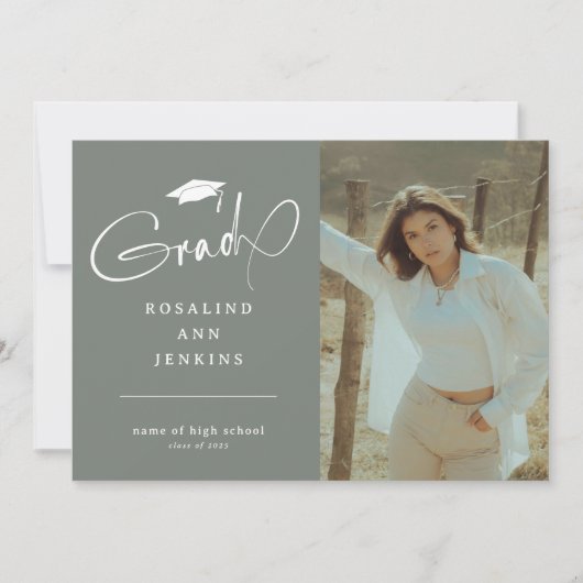 Moderner Grad Foto Abschluss Ankündigung (Vorderseite)