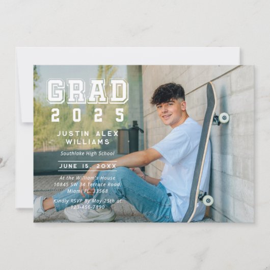 Moderner Grad Foto Abschluss Einladung (Vorderseite)