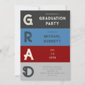 Moderner Grad Grau Strip Abschluss Einladung (Vorderseite)