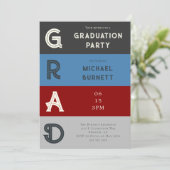 Moderner Grad Grau Strip Abschluss Einladung (Stehend Vorderseite)