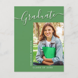Moderner Grad Green 1 Foto Elegantes Script Postkarte