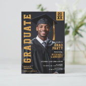 Moderner Grad Party Foto Abschluss Einladung (Stehend Vorderseite)