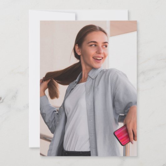 Moderner Grad Party Script Foto Abschluss Einladung (Rückseite)