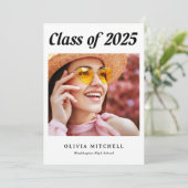 Moderner Grad | Schwarzweiß-Abschluss mit zwei Fot Ankündigung (Stehend Vorderseite)