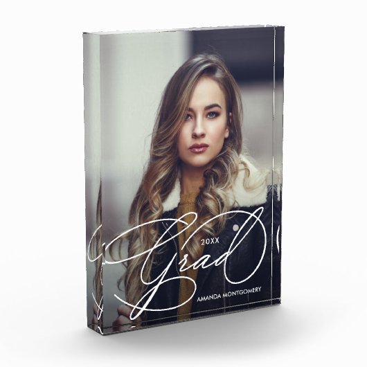 Moderner Grad-Script-Abschluss Fotoblock (Links)