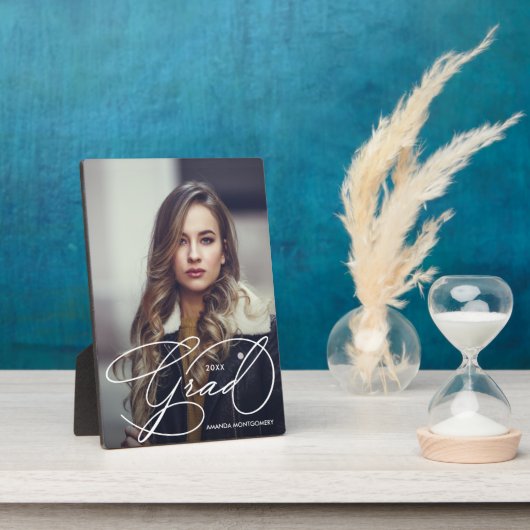 Moderner Grad Script Foto Abschluss Fotoplatte (Seite)