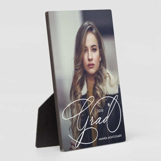Moderner Grad Script Foto Abschluss Fotoplatte (Seite)