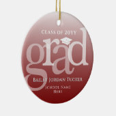 Moderner GRAD Tassel Dark Red Ombre Abschluss Keramik Ornament (Rechts)