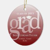 Moderner GRAD Tassel Dark Red Ombre Abschluss Keramik Ornament (Links)