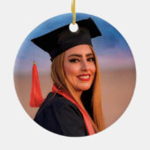 Moderner GRAD Tassel Dark Red Ombre Abschluss Keramik Ornament (Hinten)