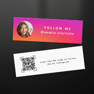 Moderner Gradient Social Media Networking QR Code Mini Visitenkarte