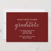 Moderner Graduate 3-Foto Collage Roter Abschluss Ankündigung (Rückseite)