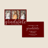 Moderner Graduate 3-Foto Collage Roter Abschluss Ankündigung