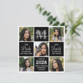 Moderner Graduate 5 Foto Collage Black Abschluss Einladung (Stehend Vorderseite)