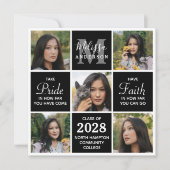 Moderner Graduate 5 Foto Collage Black Abschluss Einladung (Vorderseite)