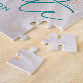 Moderner Graduate Aquamarin Script Foto Abschluss Puzzle (Seite)