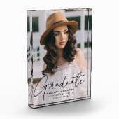 Moderner Graduate Black Script Abschluss Fotoblock (Links)