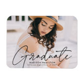 Moderner Graduate Black Script Foto Abschluss Magnet (Horizontal)