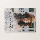Moderner Graduate Black Script Foto Abschluss Puzzle (Horizontal)